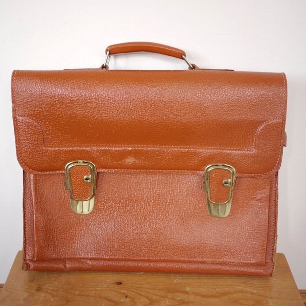 Vintage Dutch Amsterdam Cowhide Leather Briefcase Laptop Attaché Bag w/ Keys